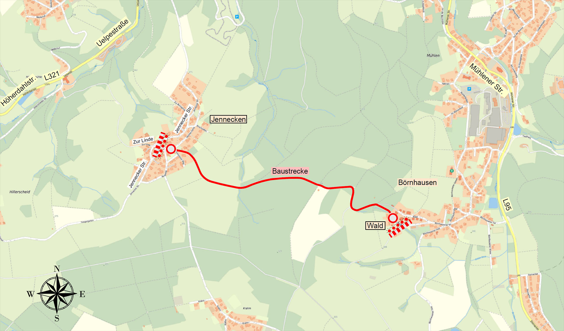 Fahrbahnsanierung zwischen den Ortslagen Wald und Jennecken in Wiehl